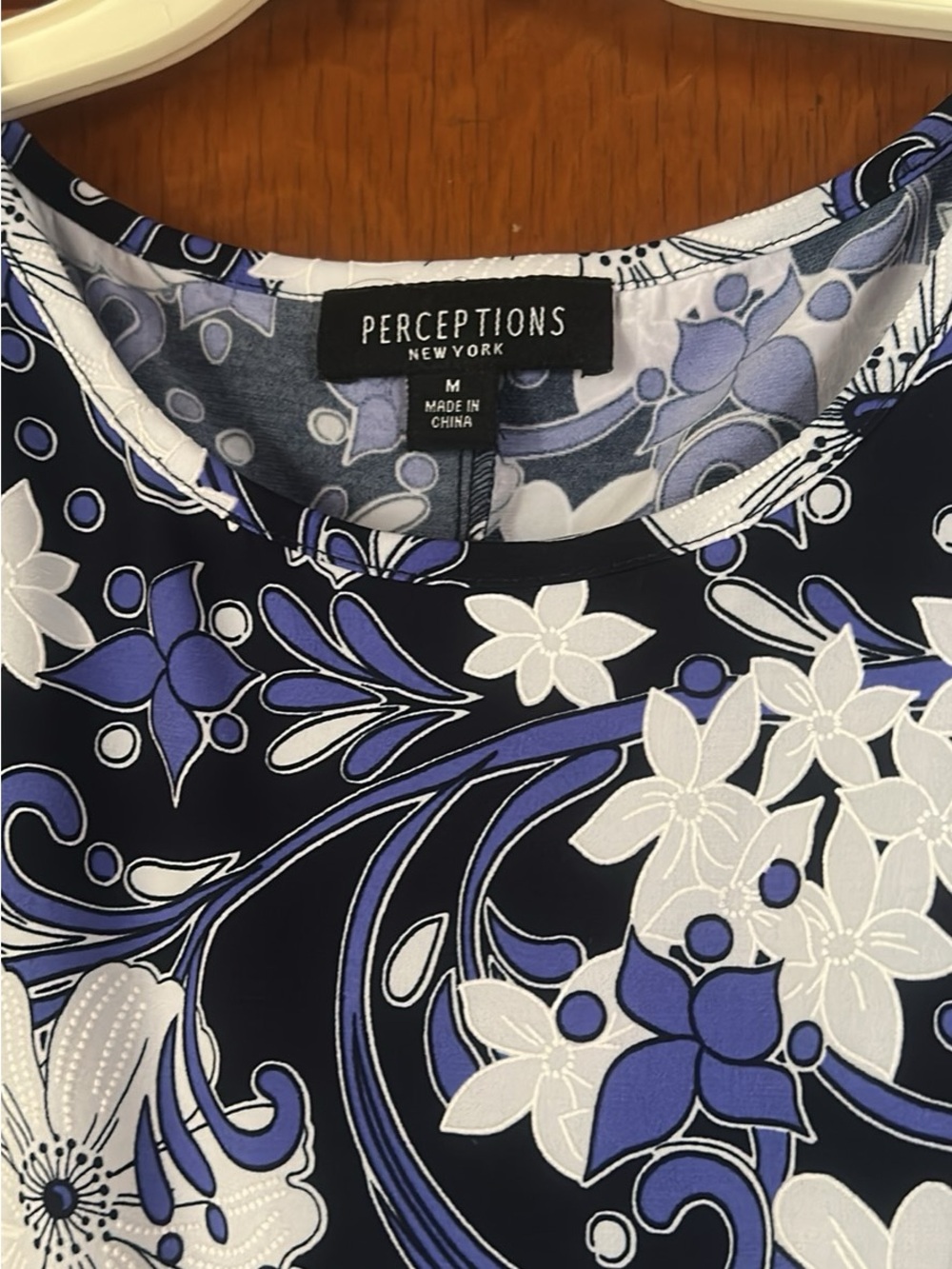 Perceptions Navy, Purple & White Floral Crew Neck Tunic Top